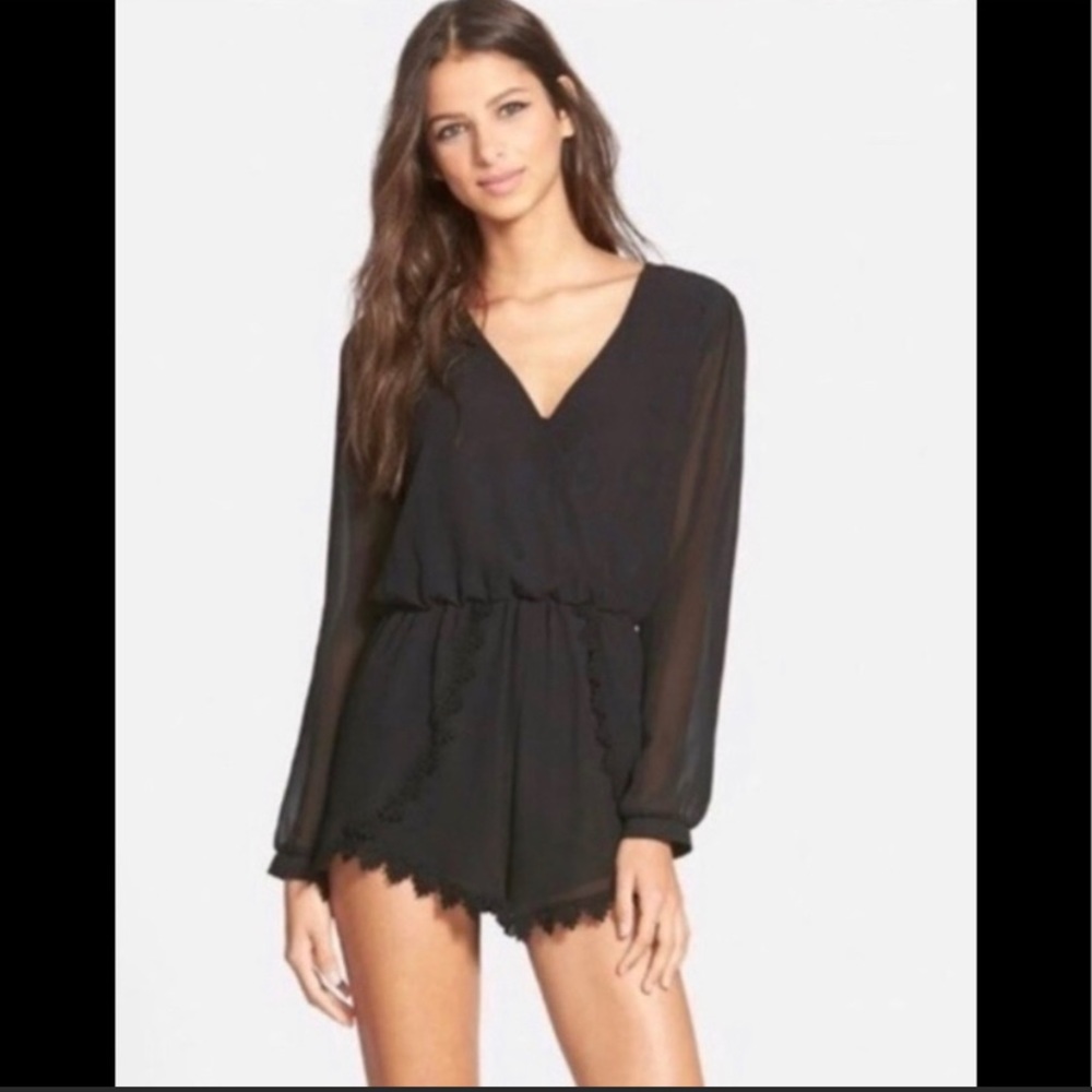 Black Romper with Trim